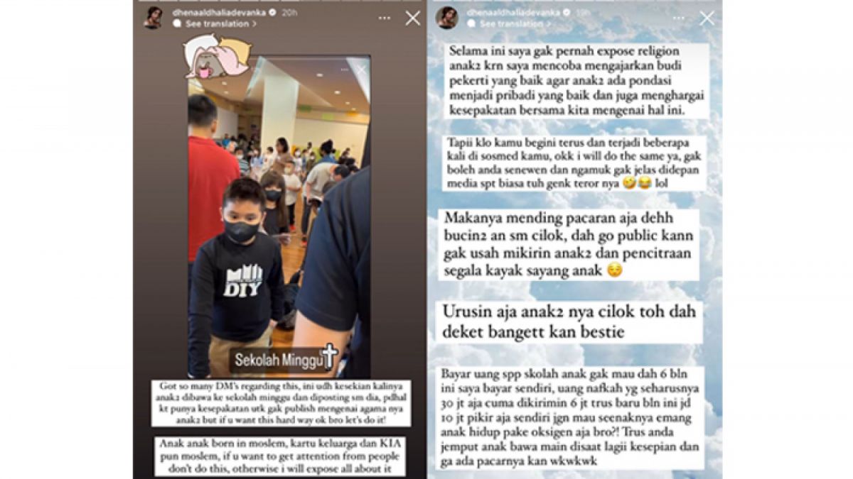 Dhena Devanka ngamuk ke Jonathan Frizzy karena mengekspos ketiga anaknya sedang Sekolah Minggu. [Instagram @dhenaaldhaliadevanka]