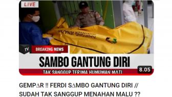 Cek Fakta: Ferdy Sambo Gantung Diri karena Tak Sanggup Menahan Malu?