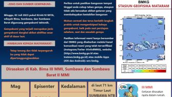 Gempa Bumi M 5.0 Guncang NTB, Pusatnya di Laut Sumbawa