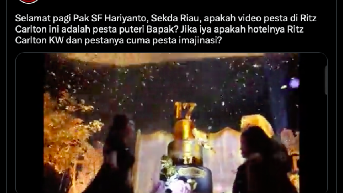 Acara ultah yang diduga anak Sekda Riau, SF Hariyanto menjadi sorotan usai menggelar pesta ulang tahun ke 17 di hotel mewah. [Foto: Twitter]