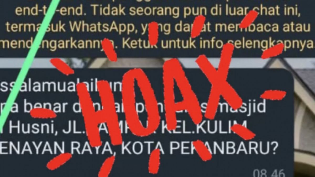 Isi pesan nomor tak dikenal mengatasnamakan istri Pj Walikota Pekanbaru, Muflihun memberikan bantuan secara langsung untuk renovasi masjid adalah hoaks. [pekanbaru.go.id.]