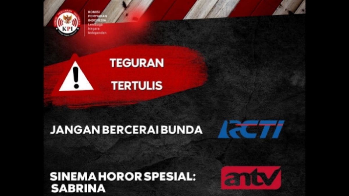 Pamflet teguran tertulis KPI ke sinetron Jangan Bercerai Bunda RCTI. [Instagram @kpipusat]