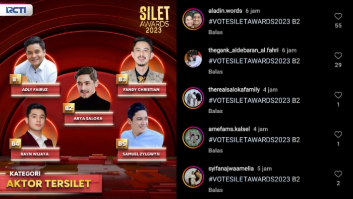 Dukungan fans Ikatan Cinta karena RCTI masukkan Arya Saloka di nominasi kategori aktor Silet Awards 2023 [Instagram @officialrcti]