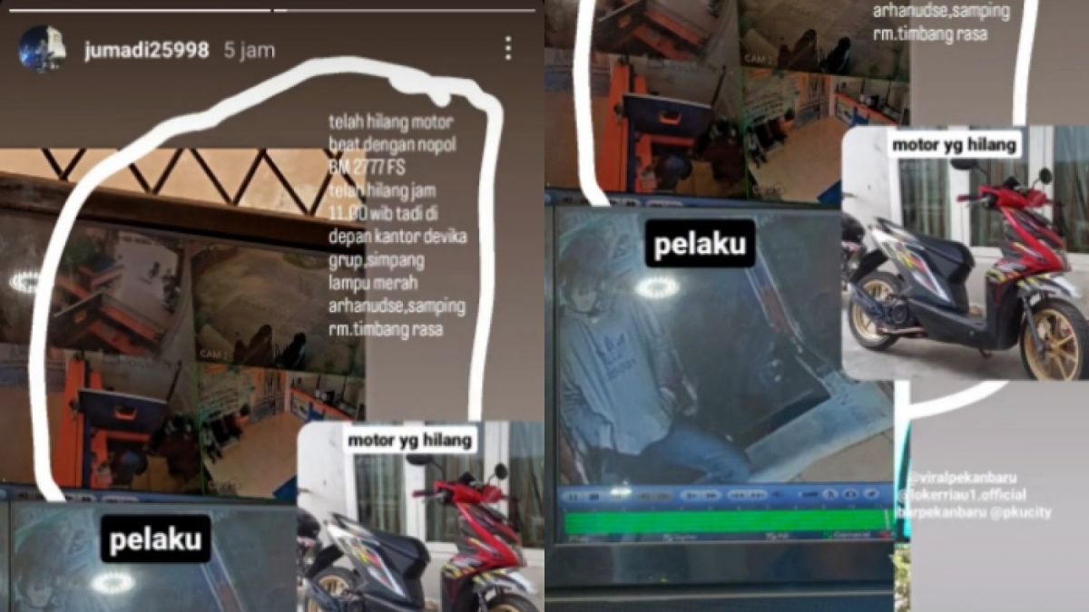 Ciri-ciri Honda Beat yang hilang dan pelaku pencurian motor. [Instagram @jumadi25998]