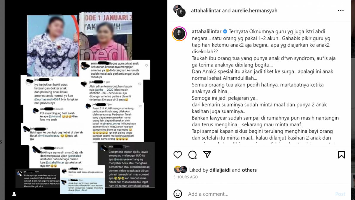  [Instagram/@attahalilintar dan @aurelie.hermansyah]