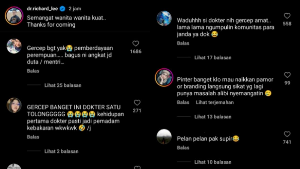 Respon warganet ke dr. Richard Lee langsung ajak istri Rendy Kjaernett, Lady Nayoan untuk bekerja di perusahaannya. [Instagram/@dr.richard_lee]