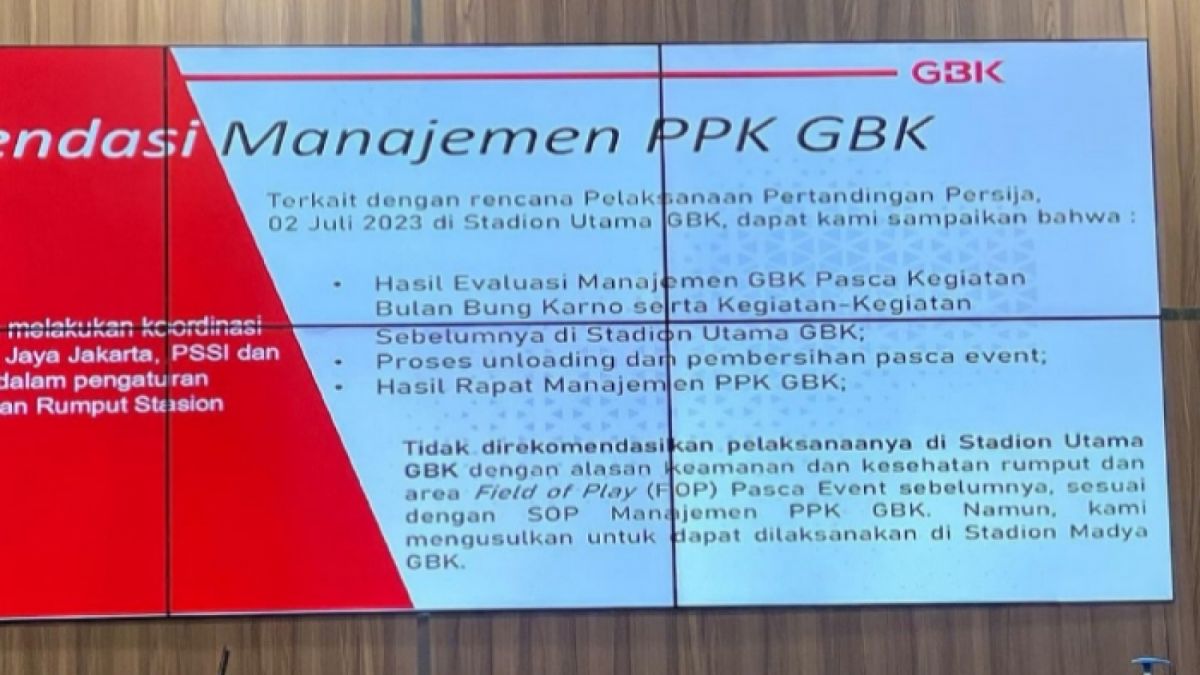 Hasil Rakor manajemen PPK SUGBK perihal laga Persija Jakarta vs PSM Makassar di Liga 1 2023-2024. [Instagram/@dikysoemarno]