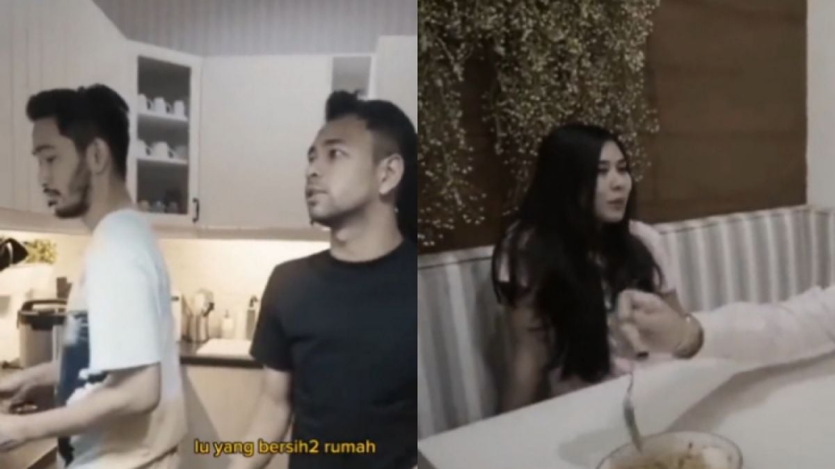 Momen Raffi Ahmad bertanya ke Jeje Govinda yang sering masak dan bersih-bersih rumah. Membuat Syahnaz Sadiqah dinasehati suami Nagita Slavina itu. [Twitter/@_AiisCream_]