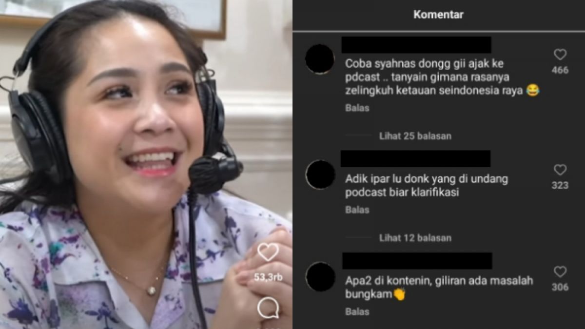 Postingan akun Instagram Raffi Ahmad melihatkan Nagita Slavina jadi host di podcast dipenuhi komentar netizen agar Syahnaz Sadiqah klarifikasi. [Instagram/@raffinagita1717]