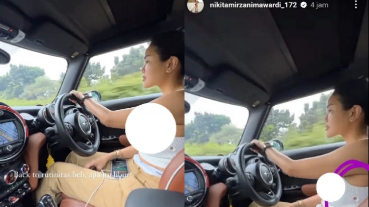 Potret tank top dikenakan Nikita Mirzani robek saat menyetir mobil. [Instagram/@nikitamirzanimawardi_172]