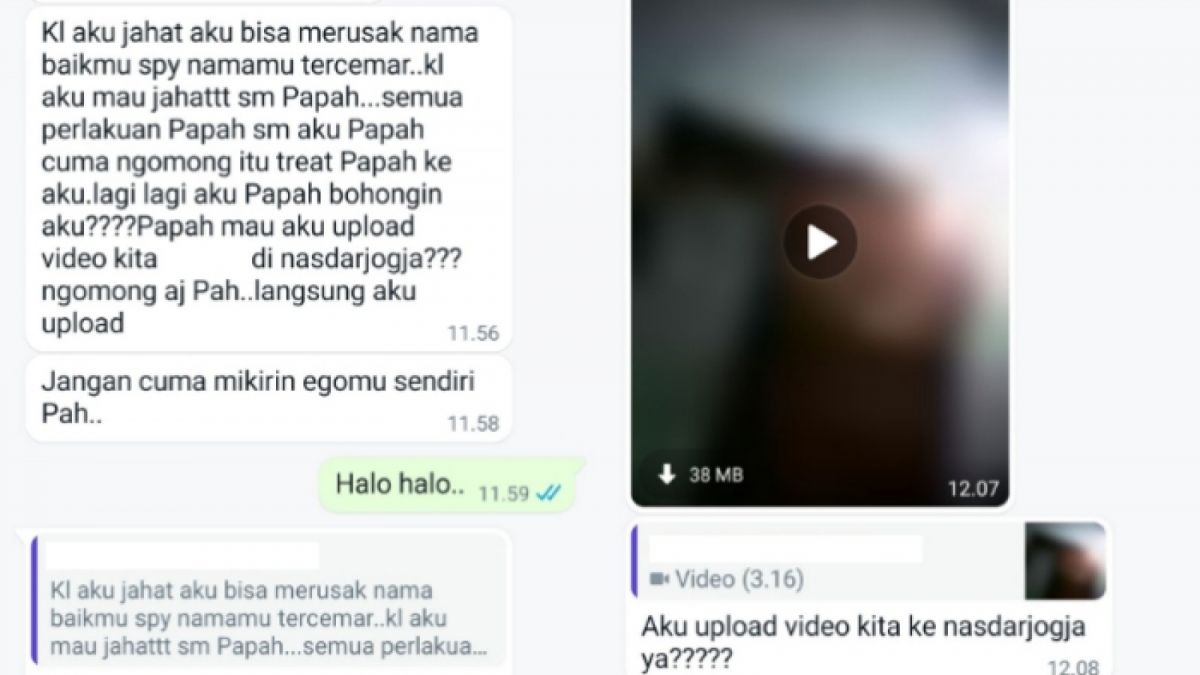 Bukti chat WhatsApp berisi revenge porn dari mantan client ke founder Nasi Darurat Jogja [Twitter/@nasidaruratJogj]
