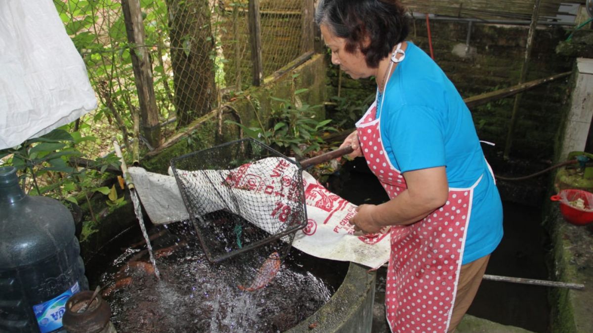 Bu ati menyoapkan ikan segar untuk Nila Bakar [ponorogo.suara.com/dedy.s]