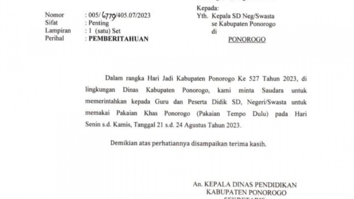 SURAT EDARAN DIKNAS PONOROGO [tangkapan layar]