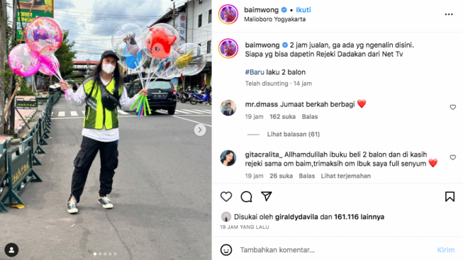 Wow, Baim Wong Berjualan Balon di Malioboro dan Hasilnya Bikin Terkejut