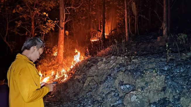 Diduga Akibat Puntung Rokok, Lahan di Gunung Prahu Ponorogo Terbakar
