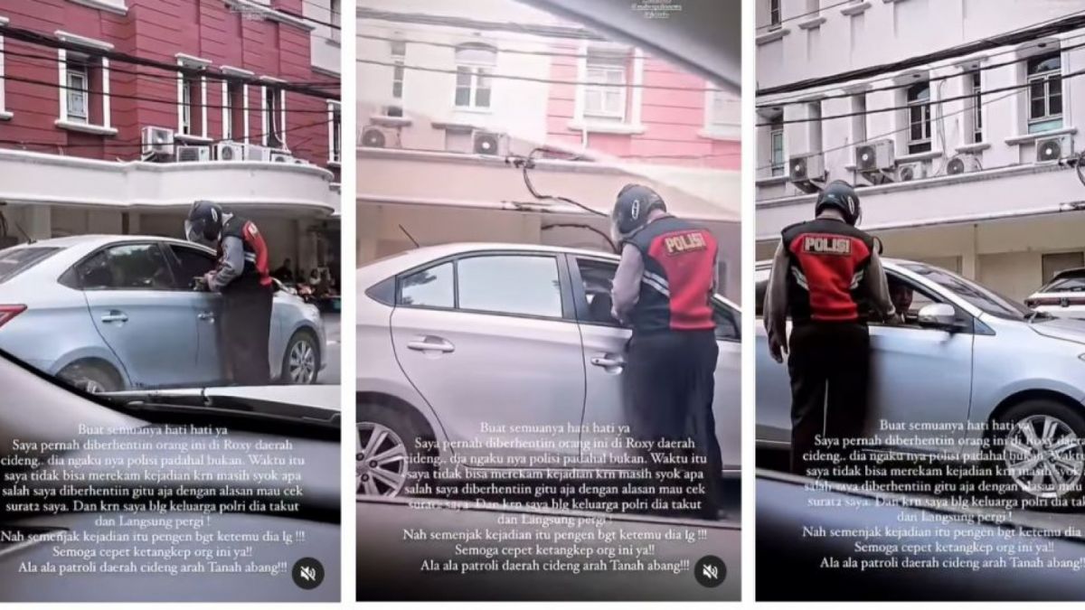 Diduga polisi gadungan tengah menilang pemobil yang melintas di jalanan (Instagram)