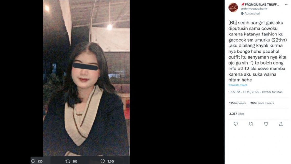 Diputusin karena outfit (twitter/ohmybeautybank)