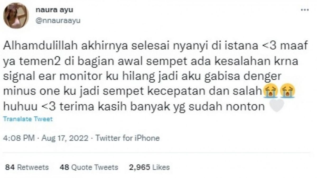 Unggahan Naura Ayu [Twitter/@nnauraayu] [Twitter/@nnauraayu]