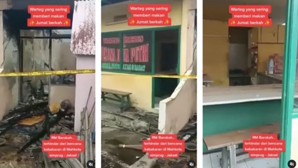 Warung makan tetap utuh walau bangunan di sekitarnya terbakar habis akibat pemilik sering beramal lewat Jumat Berkah. [Instagram/@fakta.beriita]