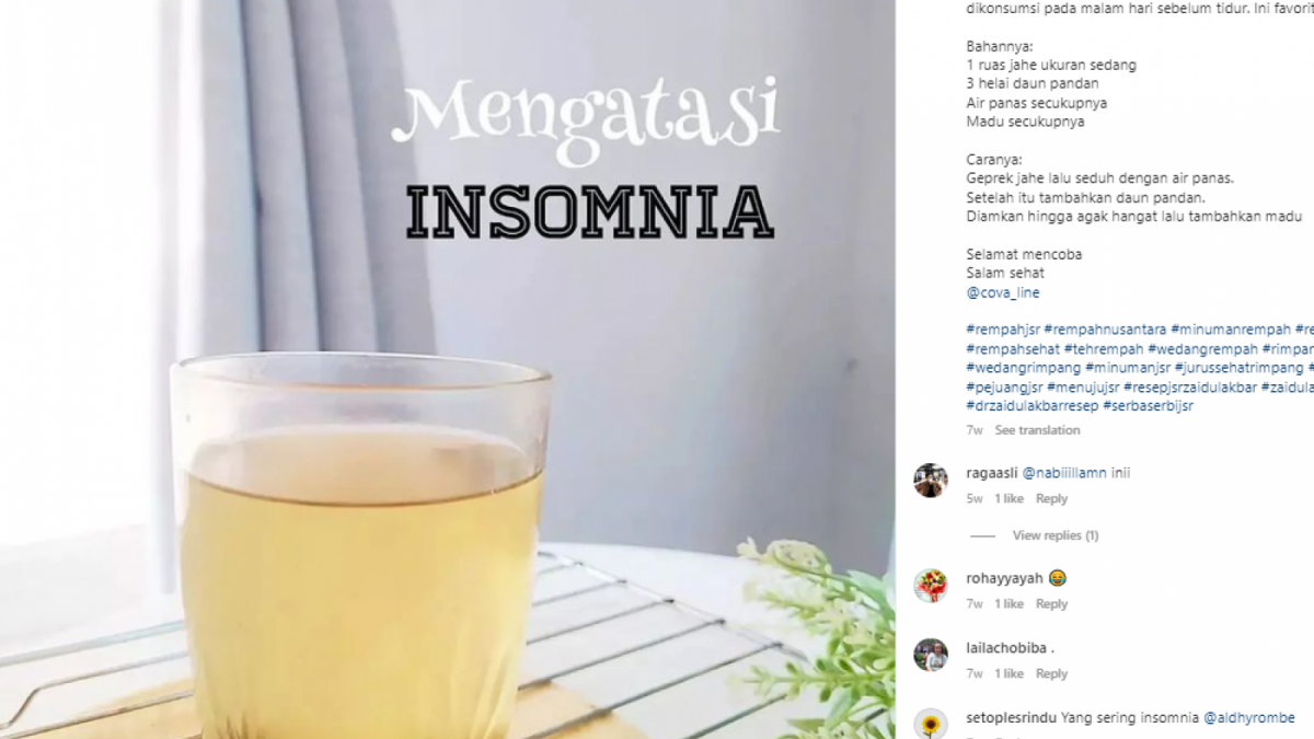 Minuman Anti Insomnia [Instagram @resep.jsr]