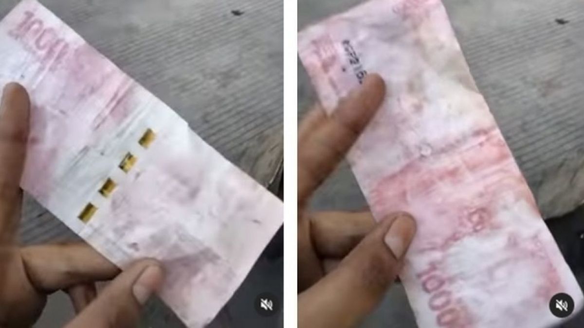 Pedagang mie ayam mendapat uang Rp100.000 palsu. (Instagram/@gue_cikarang.co.id)