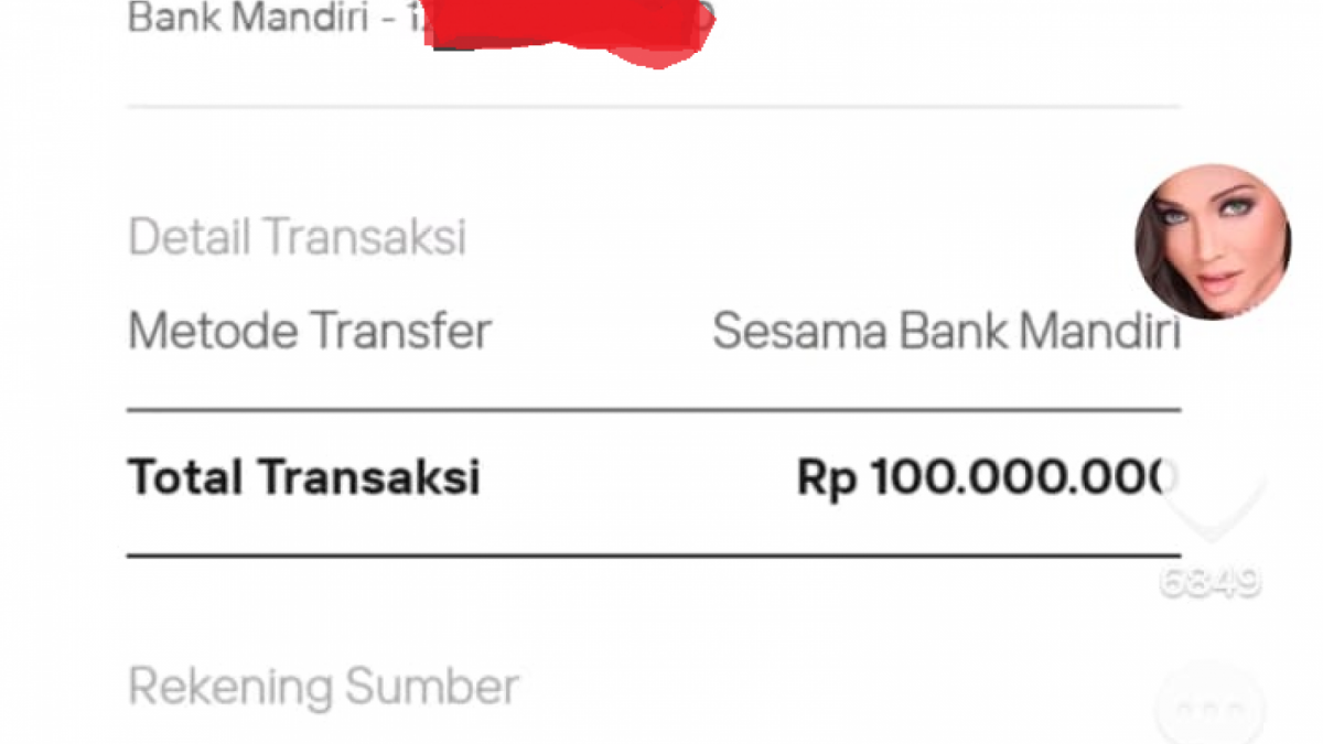Bukti transfer Rp100.000.000 dari Bunda Corla ke Nikita Mirzani [TikTok @bundacorlaofficial]
