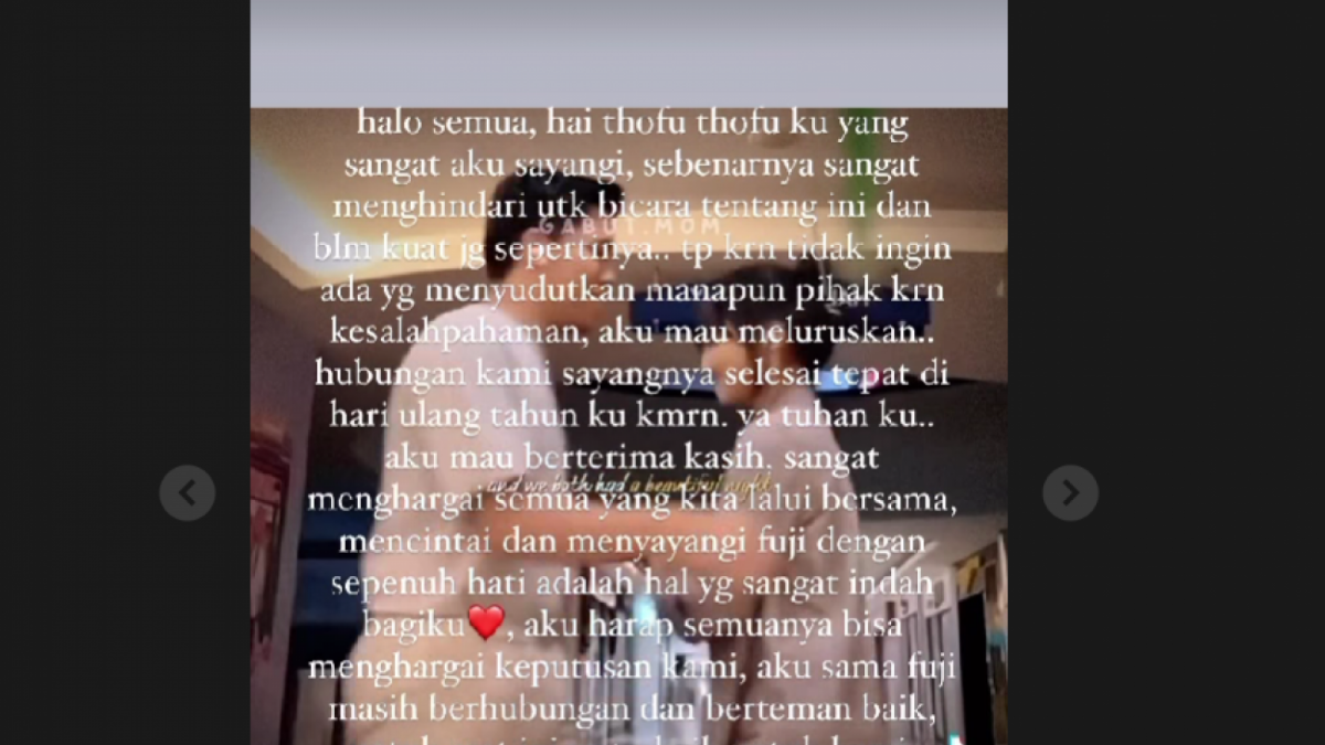 Thariq Halilintar umumkan putus dengan Fuji lewat Insta Story [Insta Story @thariqhalilintar]
