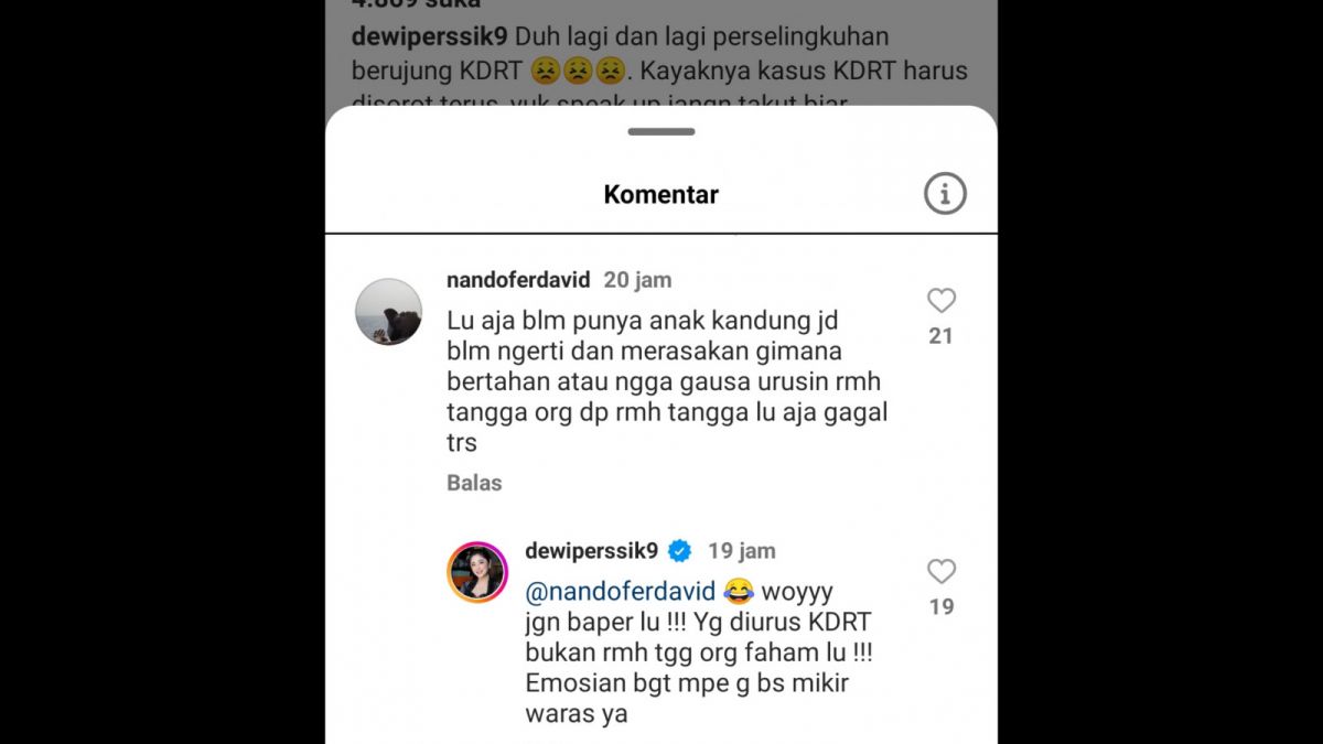 Jawaban Monohok Dewi Perssik [Instagram @dewiperssik9]