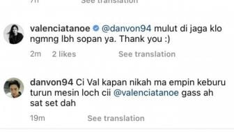 Balasan Valencia di Kolom Komentar Akun Instagram Miliknya