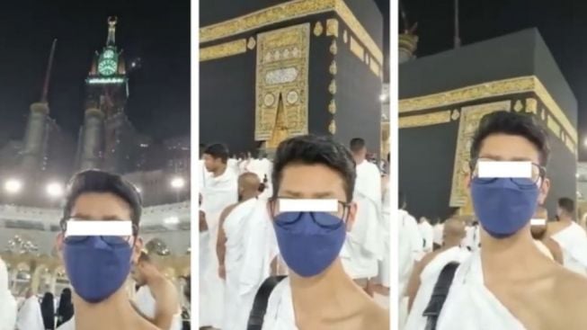 Terkejut! Wanita Ini Pakai Baju Ihram Pria di Depan Kabah