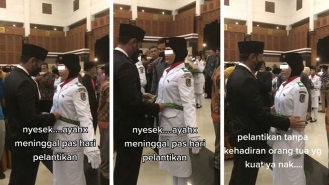 Paskibraka Tahan Tangisan Saat Tahu Ayahnya Meninggal Dunia di Hari Pelantikannya