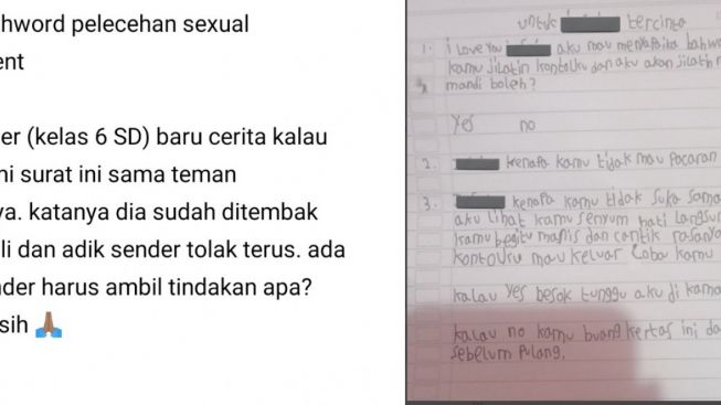 Miris! Anak SD Tulis Surat Cinta Berbau Pornografi