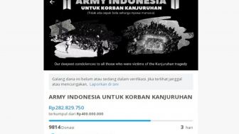 Respect Buat Army Indonesia, Galang Dana Untuk Korban Tragedi Kanjuruhan, Nominalnya Fantastis