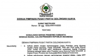 DPP Partai Golkar Intruksikan DPD Golkar Se-Indonesia Sosialisasikan Prabowo Sebagai Bacapres 2024