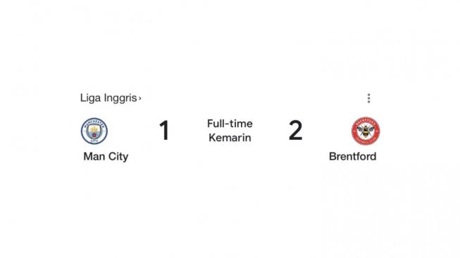 Manchester City vs Brentford Berakhir 1-2, Haaland dkk Kalah di Kandang Sendiri