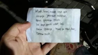 Viral! tak Sengaja Jatuhkan Motor Orang di Parkiran, Orang Baik di Semarang Tinggalkan Surat dan Uang di Dashboard