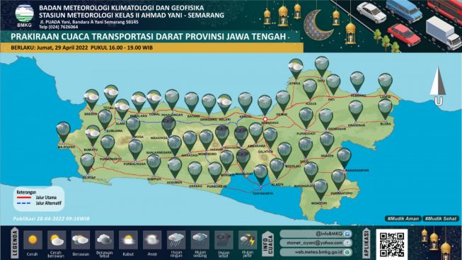 Penting untuk Pemudik! Prediksi Cuaca di Jateng Beberapa Jam ke Depan