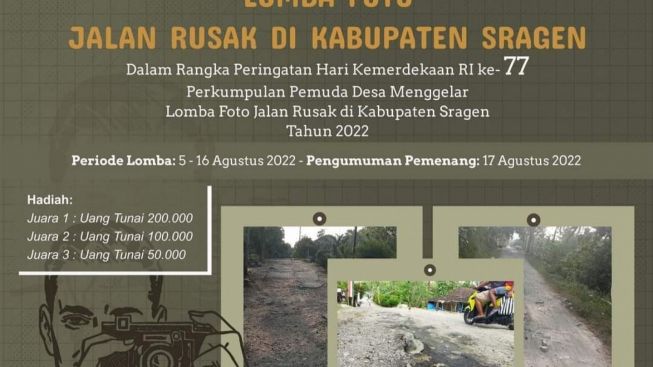 Viral Lomba Foto Jalan Rusak di Sragen untuk Peringati HUT RI ke 77, Ini Syarat dan Ketentuannya