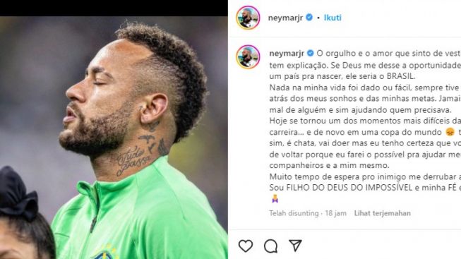 Tak Bisa Lanjutkan Permainan di Laga Selanjutnya, Neymar Curhat di Instagram