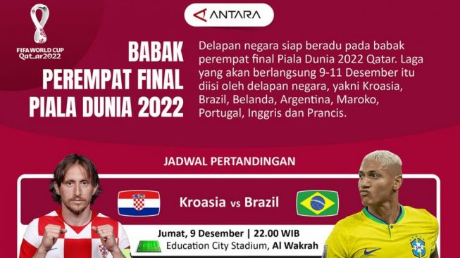 Sedang Berlangsung Live Streaming Laga Perdana Perempat Final Piala Dunia 2022 Kroasia vs Brasil