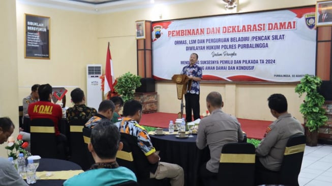 Puluhan Ormas, LSM dan Perguruan Silat Di Purbalingga Gelar Deklarasi Damai Jelang Pemilu 2024