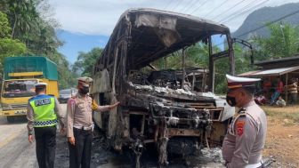 Ini Penyebab Terbakarnya Bus ALS Jurusan Medan-Jakarta di Sijunjung Menurut Polisi