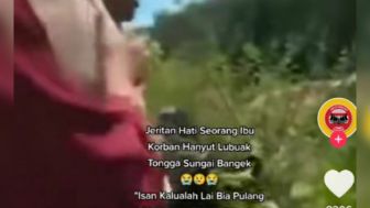 Beredar Video Ibu di Padang Menangis Cari Anaknya yang Hanyut di Sungai, Warganet Sampai Merinding