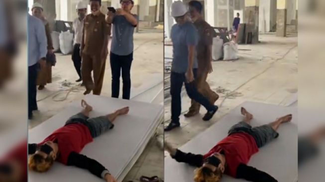 Viral Pekerja Bangunan Tertidur saat Wali Kota Bogor Sidak, Warganet: Jangan Dipecat Ya Pak!
