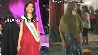 Viral Finalis Miss Indonesia 2018 Momong Anak di Pinggir Jalan, Cuma Pakai Daster dan Hijab Instan hingga Bikin Pangling