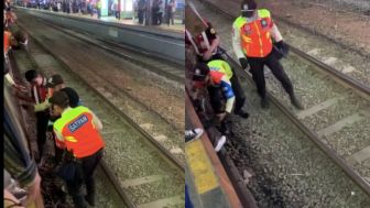 Viral Penumpang KRL Jatuh di Rel Kereta, Nyaris Berhadapan dengan Maut hingga Ngumpet di Kolong