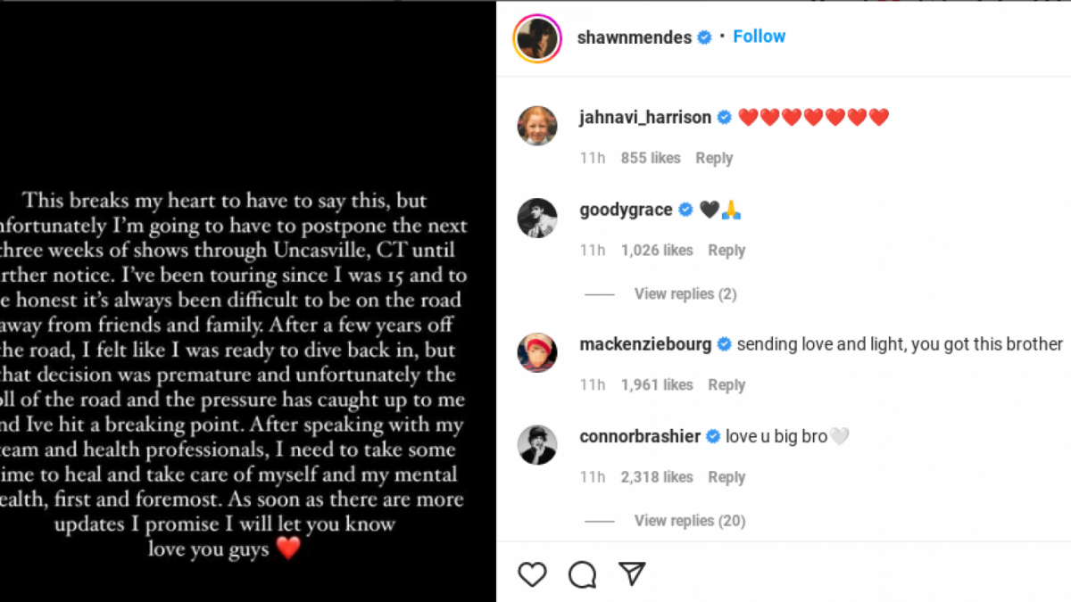 Unggahan Instagram Shawn Mendes mengumumkan penundaan tur dunia 