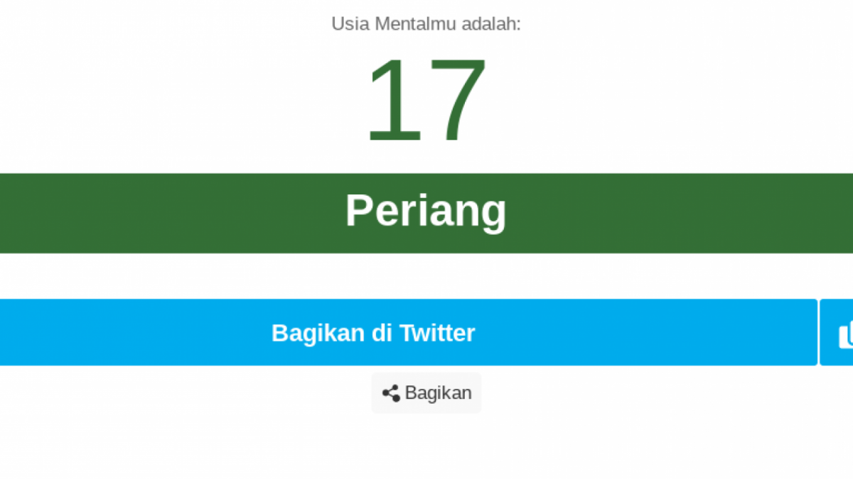 Contoh hasil Tes Usia Mental [Tangkapan layar Arealme.com]