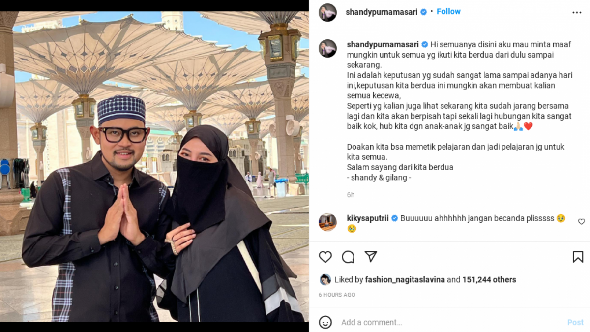 Unggahan Instagram Shandy Purnamasari [Instagram/@shandypurnamasari]