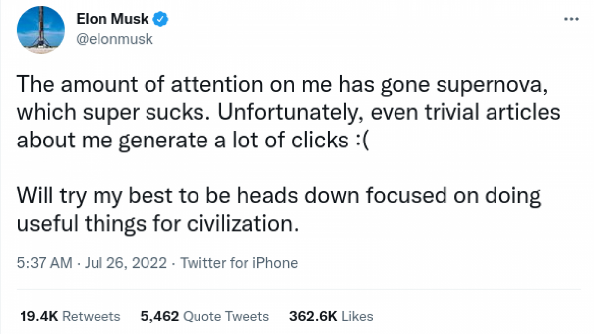 Unggahan Elon Musk di Twitter [Twitter@elonmusk]